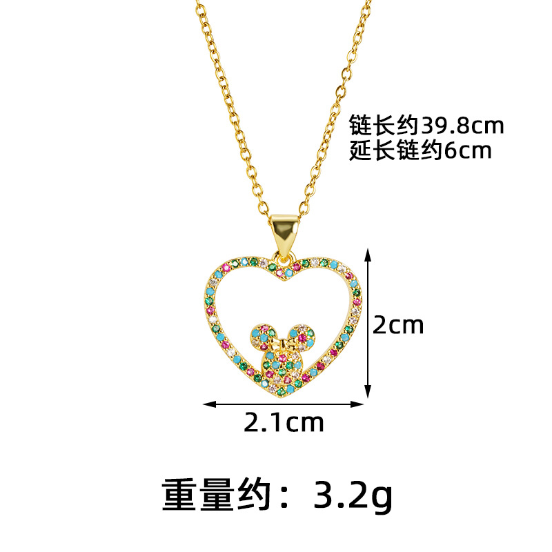 Nuevo collar de oro de arena vietnamita, lujo ligero, circonio, hueco, pendientes de amor de Mickey Mouse, temperamento femenino, joyas que no se desvanece durante mucho tiempo