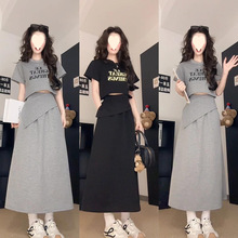 休闲风慵懒风少女风通勤时尚套装洋气短袖运动夏季