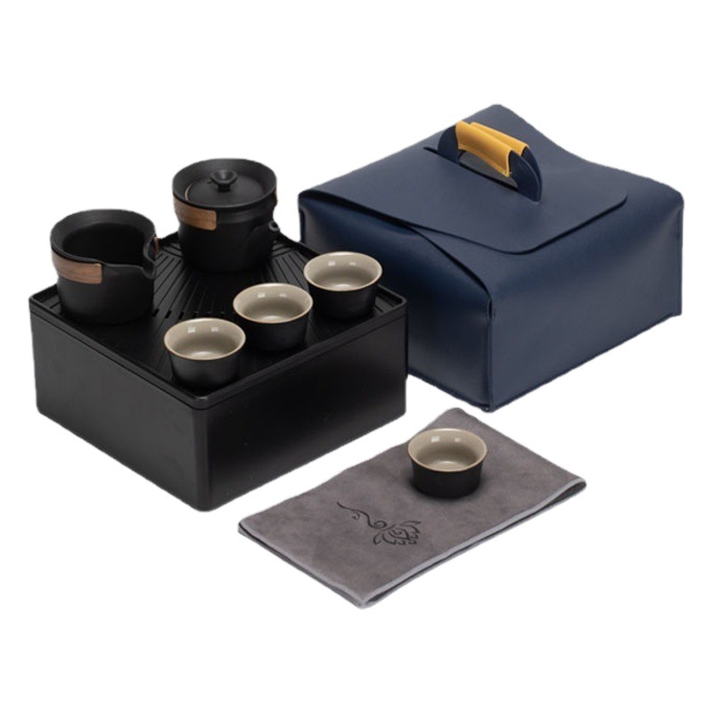 Juego de té de coche de viaje Traje Taza Express Pequeño conjunto de caja de almacenamiento portátil al aire libre tetera taza de té Kung Fu juego de té