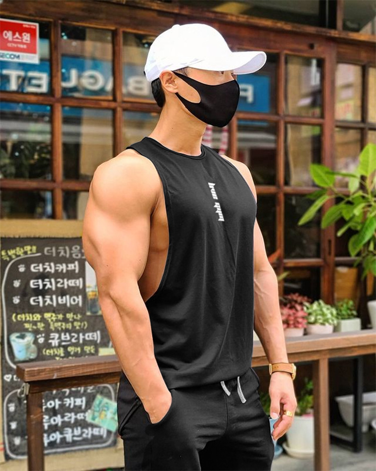 Ärmelloses, übergroßes Sport-Tanktop für Herren im Sommer und Jugend, trendige Herrenmarke, große, geteilte Ärmel_voghion.com