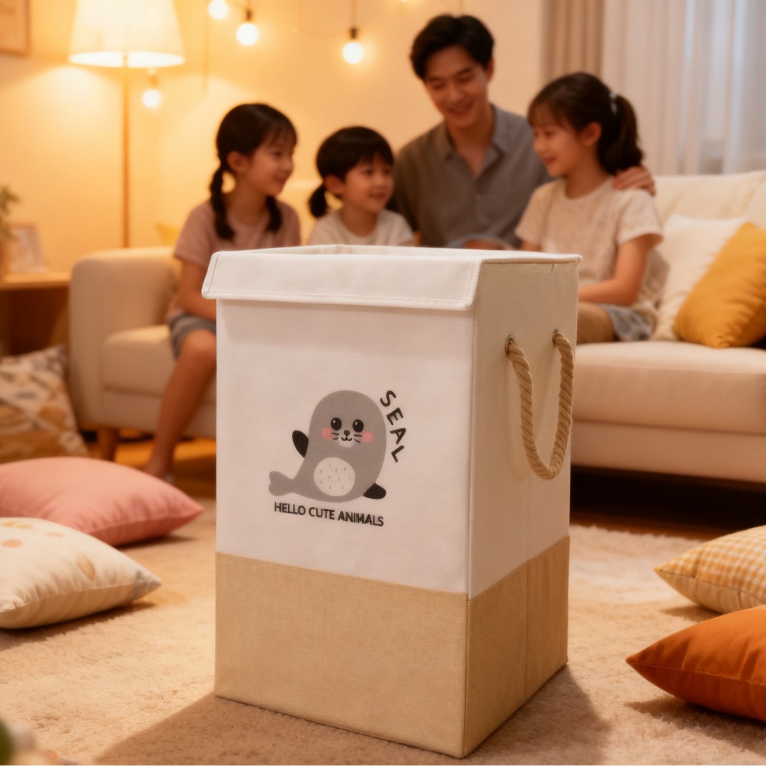 Household Foldableing Cotton and Linen Storage Box Fabric Storage Box Wardrobe Toys Quilt Clothes Storage Household Supplies Organization