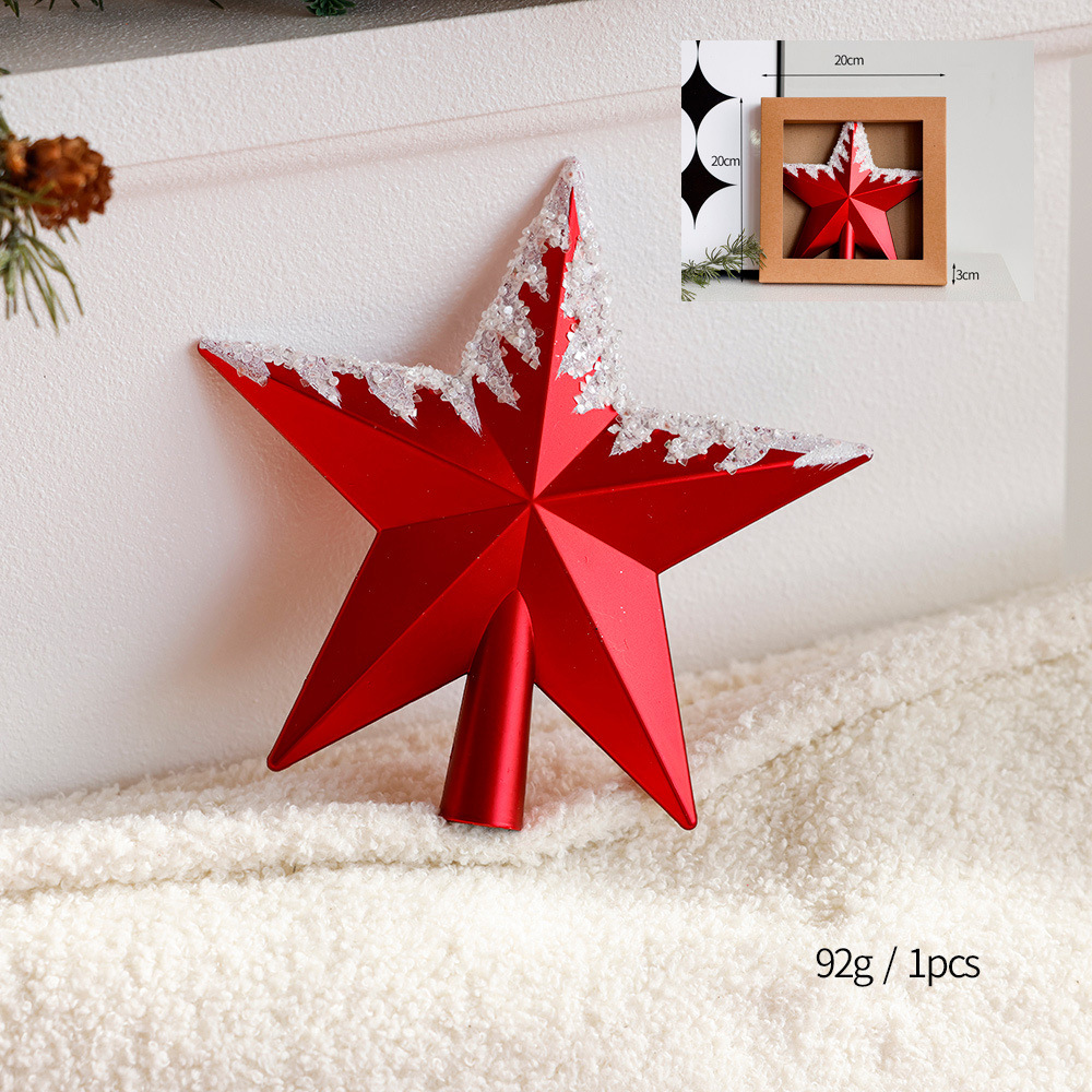 Bola de Navidad roja bola de plástico árbol estrella superior decoración del árbol de Navidad casa colgante donut PVC bola en caja