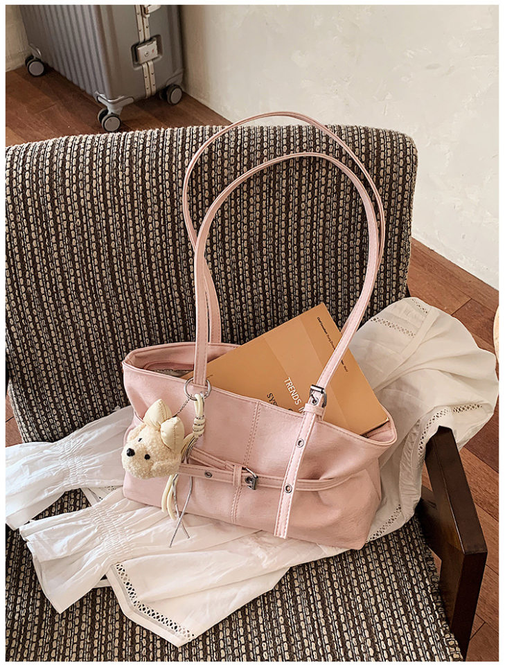 Túi nách nữ dáng hộp ngang phong cách đường phố, túi tote đeo vai đơn giản dung lượng lớn — Bạc không có mặt dây chuyền, Gạo trắng không có mặt dây chuyền, Màu cà phê Không có mặt dây chuyền, Màu hồng không có mặt dây chuyền chi tiết 43