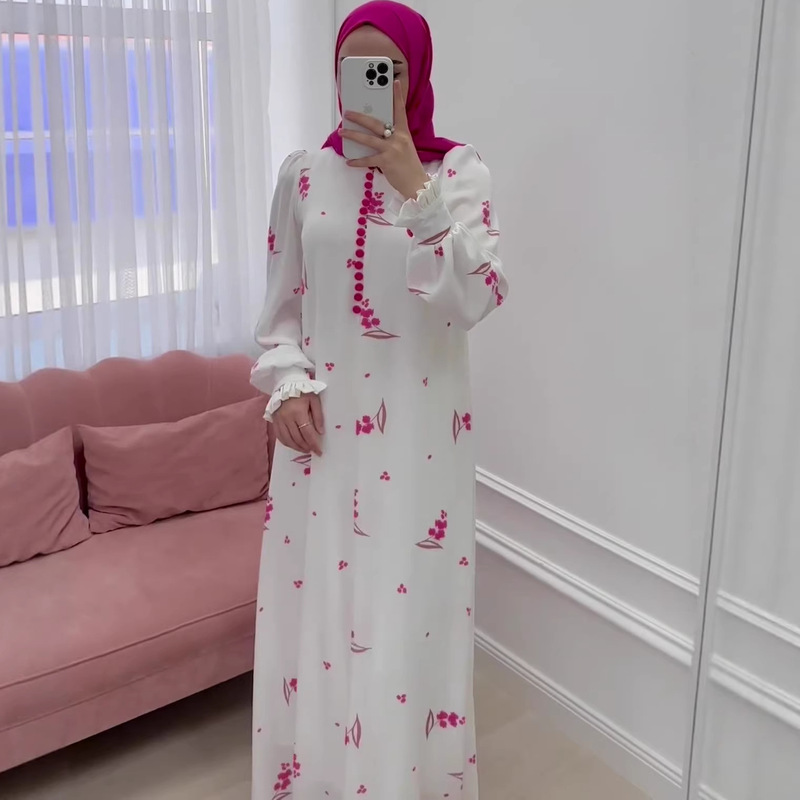 Floral Amazon Fresh Style Long Dress with Gentle Design, 2024 Spring White