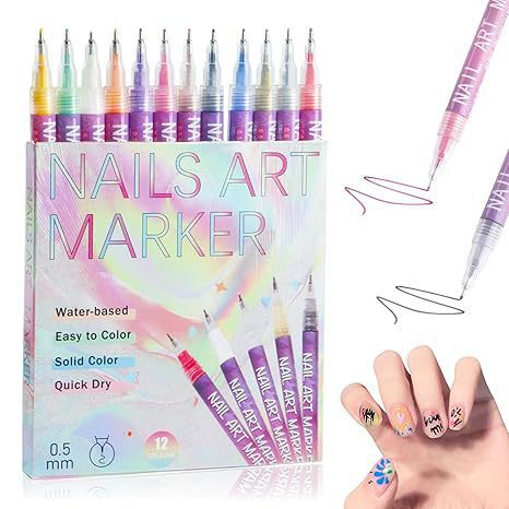 12 Colors Nail Art Pens Set Nail Art Pen Set, Nail Art Marker Nail Graffiti Pen