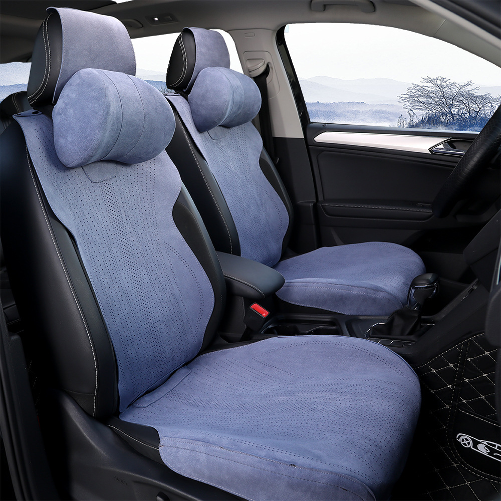 新款汽车坐垫四季通用翻毛皮座垫半包座套座椅套车座垫座位垫
