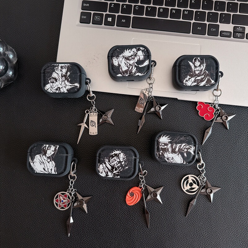 Japanese-style ink painting Naruto AirPods 4th generation protective case suitable for Apple Pro 2/3 generation plush gray Bluetooth earphone case