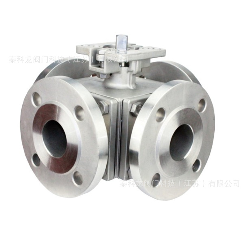 不锈钢四通双L球阀Q9646F-16P 气电手动四通法兰介质换向CF8M球阀