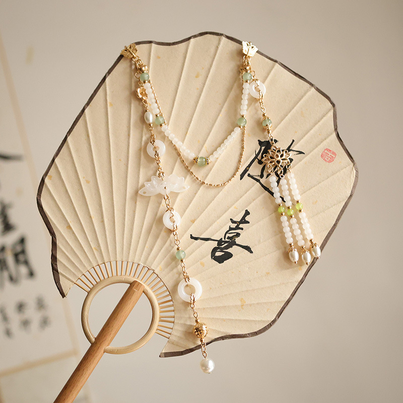 New Chinese Style Cheongsam with Pressed Lapel, Ancient Style Han Dynasty Accessories, Tassel Pendant, Dual-Purpose Brooch, Retro Chinese Style Pendant