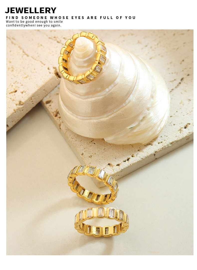 Full Diamond Zircon Inlaid Stainless Steel Ring