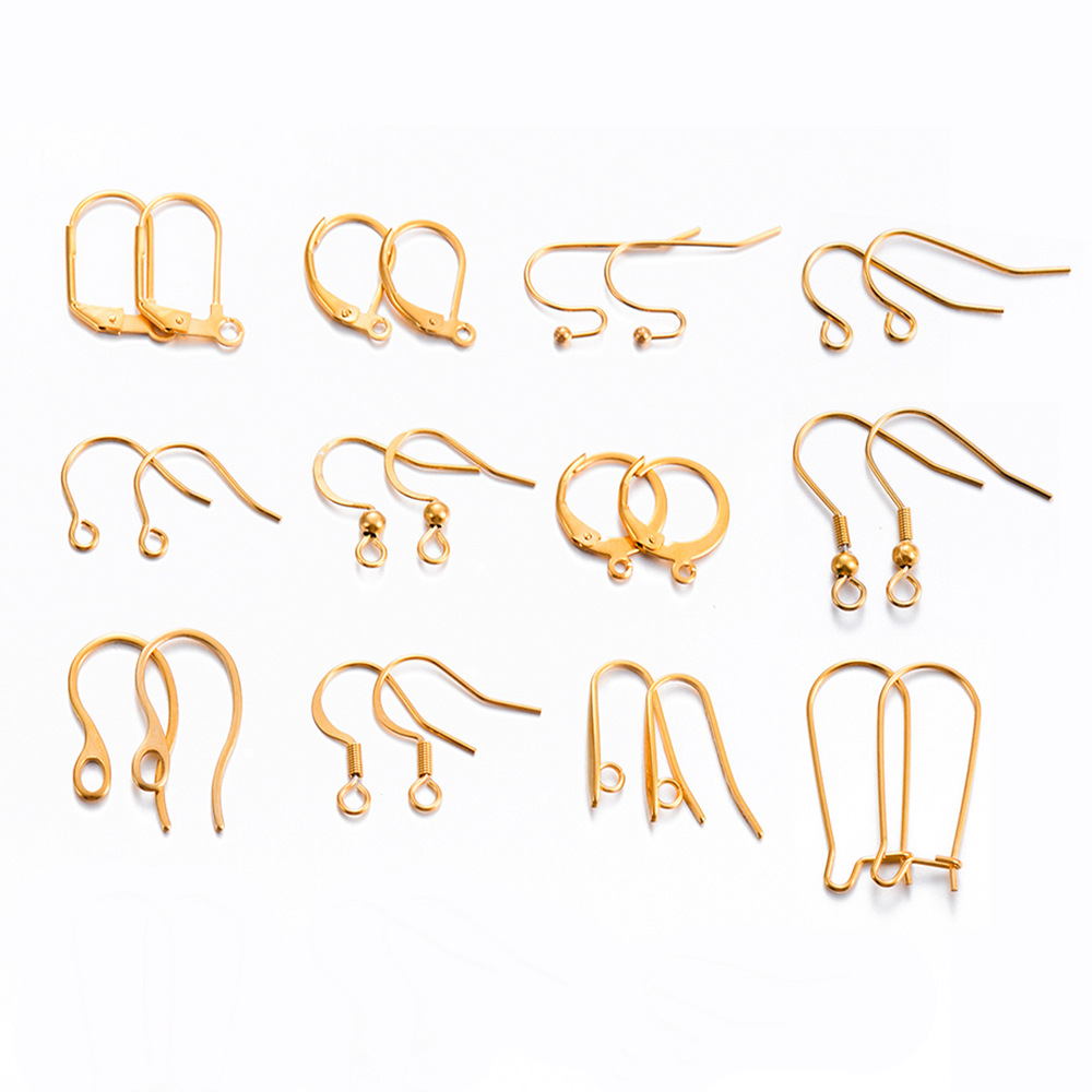 Hook Earring Findings Jewelry Making Type 100 PCS/Package Stainless Steel Solid Color Hook Earring Findings Simple Style