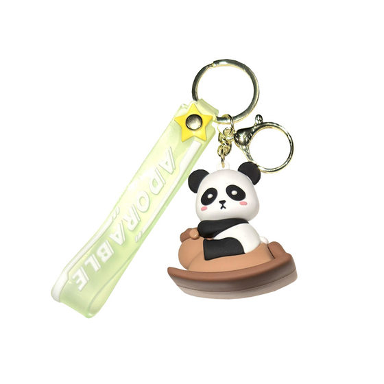 Cartoon rocking horse pvc keychain cute panda creative bag pendant car chain accessories blind box wholesale