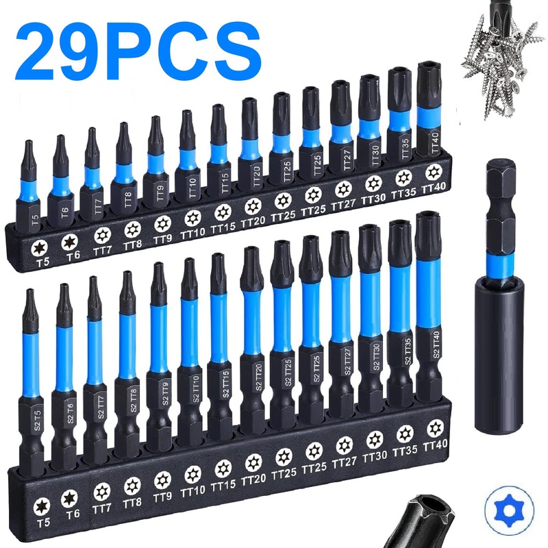 梅花穴付きビットセット 29本セット 27PCS21PCSS2素材 ブラックカラーリング 耐衝撃ビットクロス|undefined
