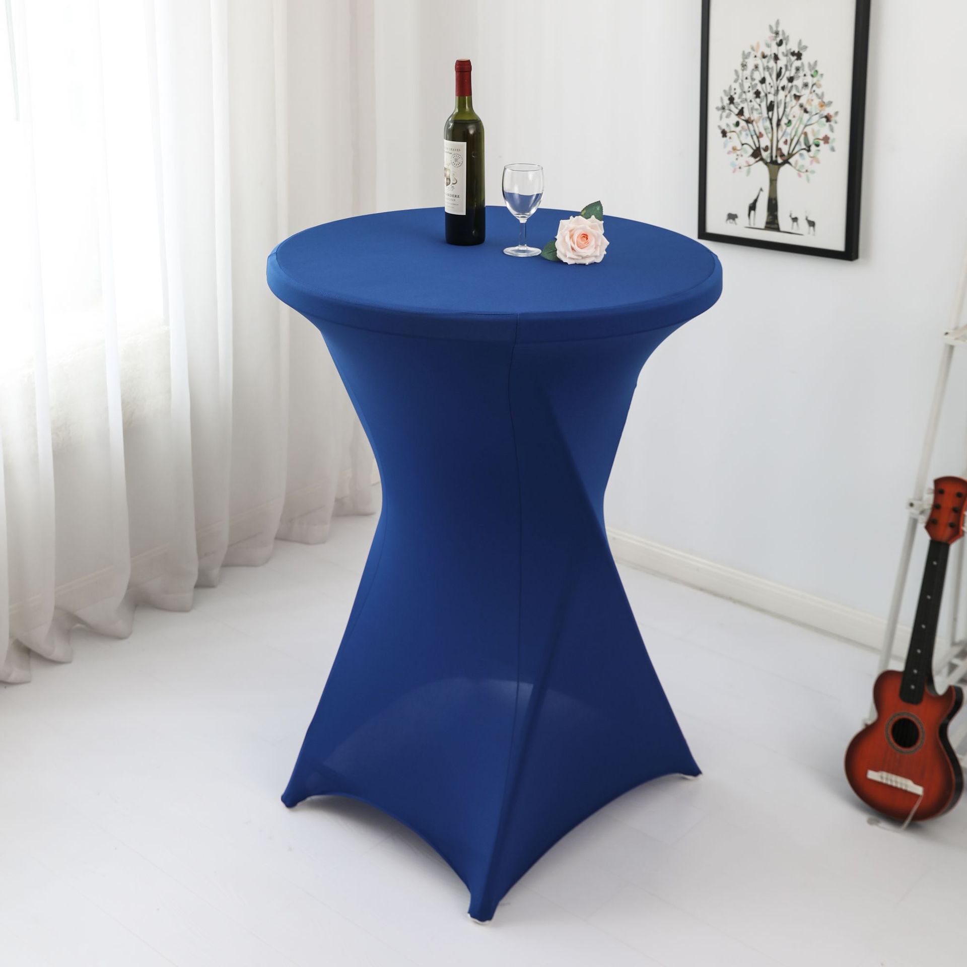 Amazon sólido barra mesa de comedor cubierta de mesa de banquete cóctel cubierta de mesa redonda tela de mesa elástica tabla de pies altos