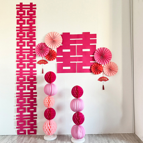 Wedding Curtain Long Strip Double Happiness Decorations Wedding Room Arrangement Set New Room Bedroom Tassel Decoration Wedding Photo Prop