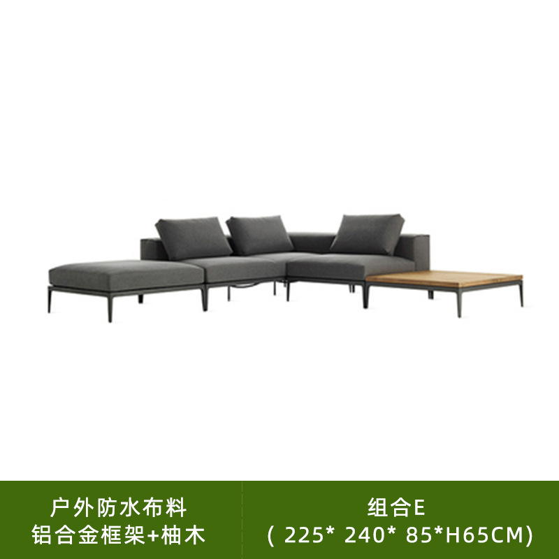 Nórdico ratán sofá muebles patio jardín Villa balcón al aire libre Hotel ocio al aire libre teca sofá combinación