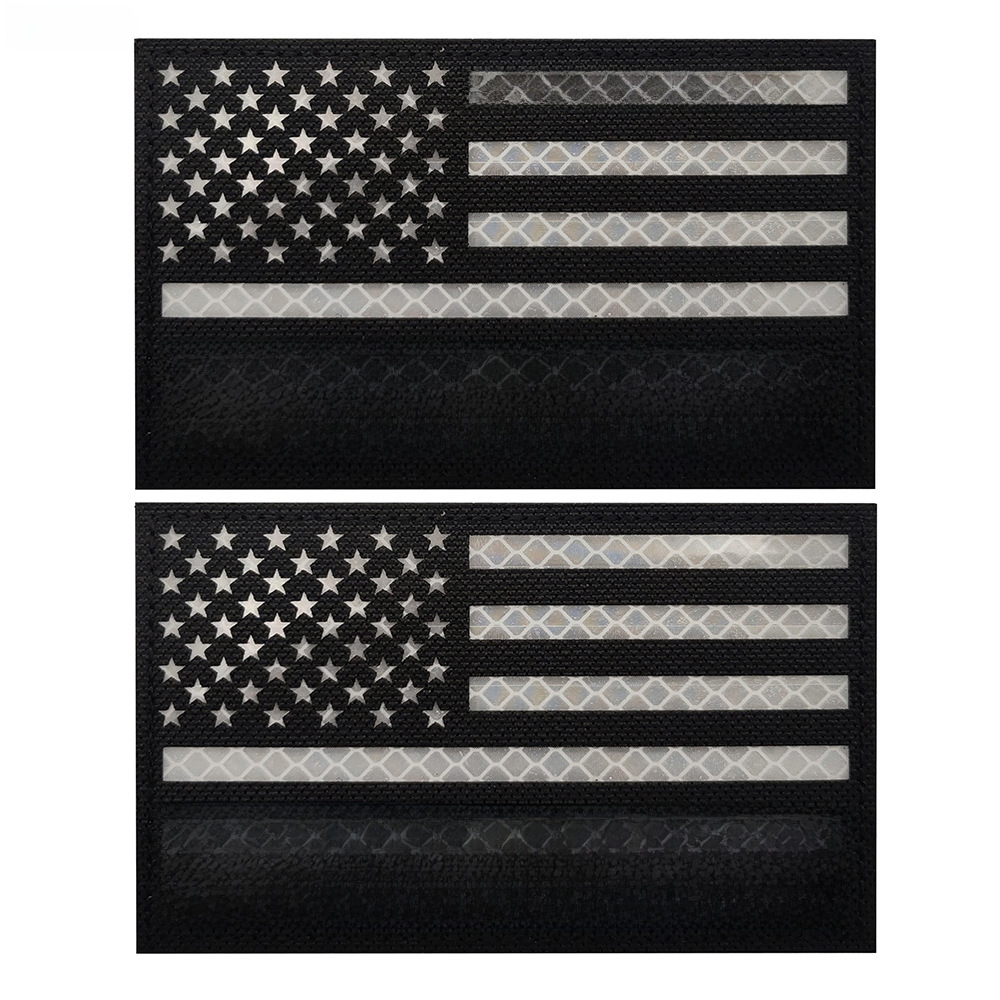 하이케 야외 국경 간 재고 미국 국기 반사 벨크로 SHERIFF 흑백 별 및 줄무늬 팔 밴드 벨크로