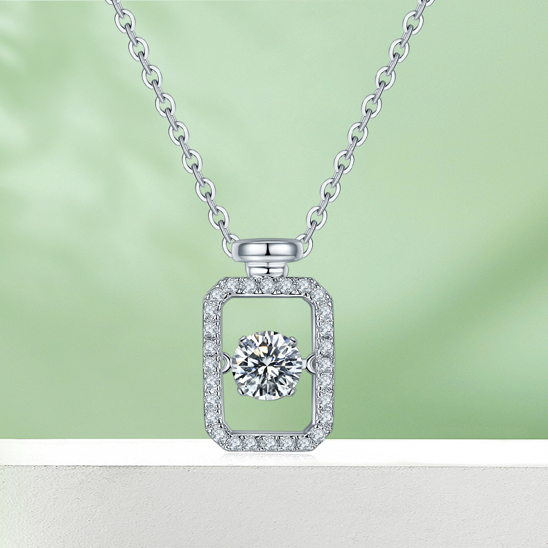 國潮靈動雙水瓶項鏈吊墜925銀輕奢高級感項鏈0.5克拉莫桑廠家熱銷