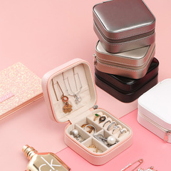 Jewelry Box Leather Ins Storage Box Anti-Oxidation Earrings Earrings Necklace Ring Storage Box Cross-border Portable Wholesale