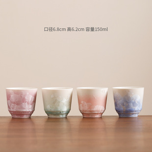 Kiln-Crystallized Glazed Flower Mouth Cup, Single Cup Ceramic Master Cup, Hand-Held Strong Fragrance Cup, Guest Cup, Tea Cup, Kung Fu Tea Set
