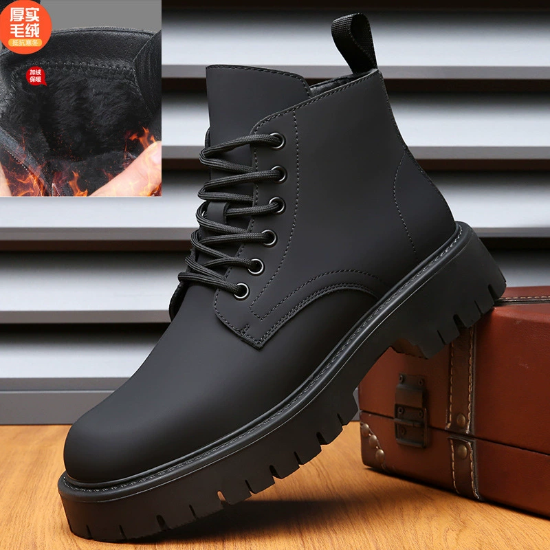Осенне-зимние мужские ботинки martin на толстой подошве, увеличивающие рост на 5 см, повседневная обувь среднего размера, мужские мотоциклетные ботинки в стиле ретро, ​​большие размеры 45 46