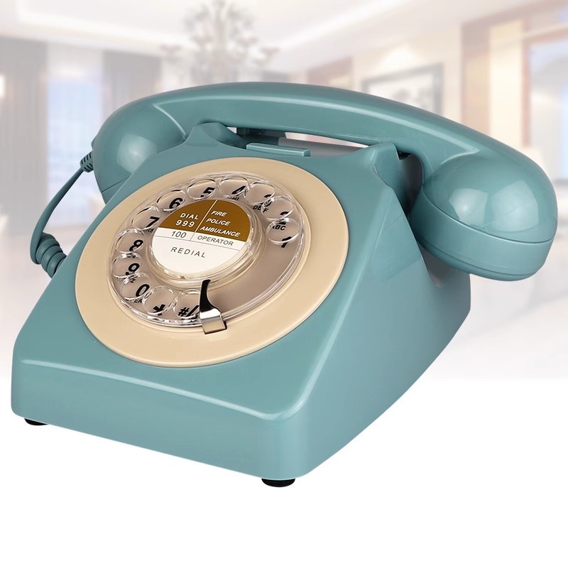 Fabricante de teléfonos antiguos de estilo clásico con dial giratorio, teléfono fijo retro con timbre metálico, teléfono fijo transfronterizo.