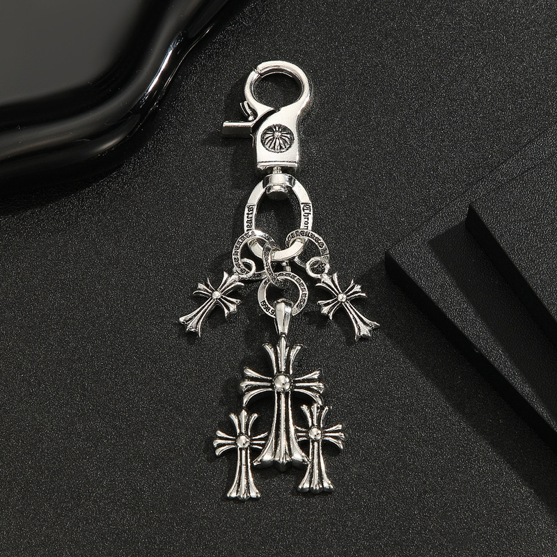 European and American Style Retro Keychain Pendant Cross Vintage Personalized Cross Flower Bag Pendant Cross Car Pendant