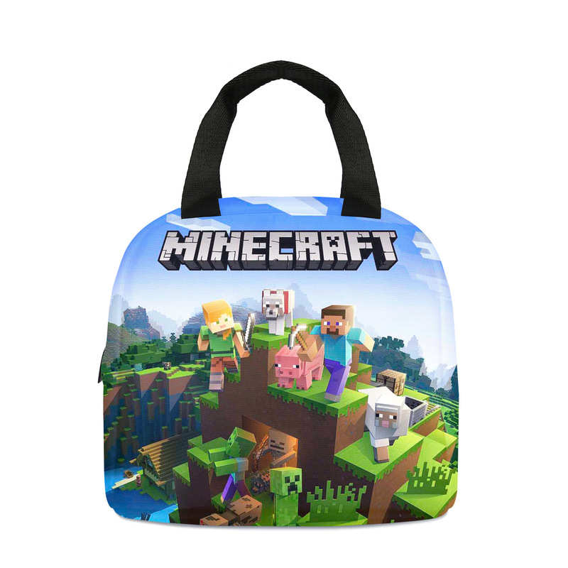 Minecraft ランチバッグ漫画アニメーション小中学生食事バッグ子供用アイスバッグ屋外食事バッグポータブルランチボックスバッグ|undefined
