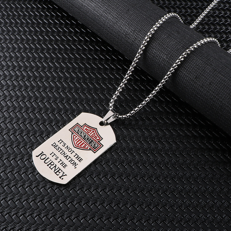 Military Brand hiphop Pendant Stainless Steel Necklace Trendy Korean Style Personality Men's Hip Hop Accessories Women's Internet Celebrity Tie Pendant