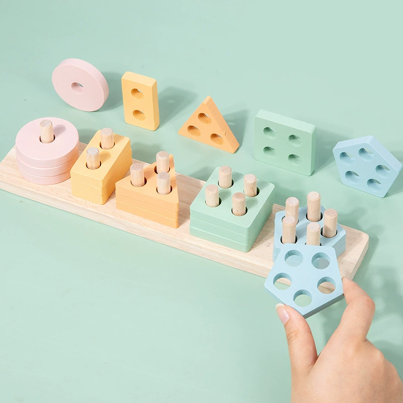 (Cross-border trading), wooden constructor geometric shape cognition, smart toy, early education