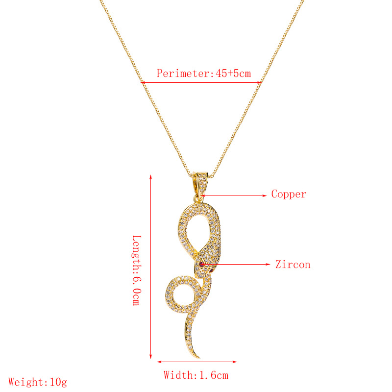 Fashion Snake Long Copper Inlaid Zircon Necklace Wholesale display picture 1