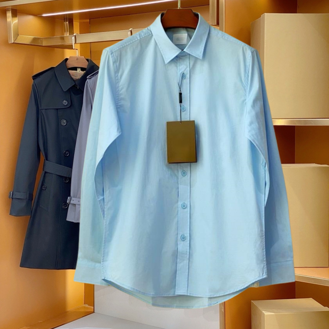 B家棉府绸战马绣花衬衣 BBRTB绣花纯色商务休闲免烫 BUR格纹衬衫