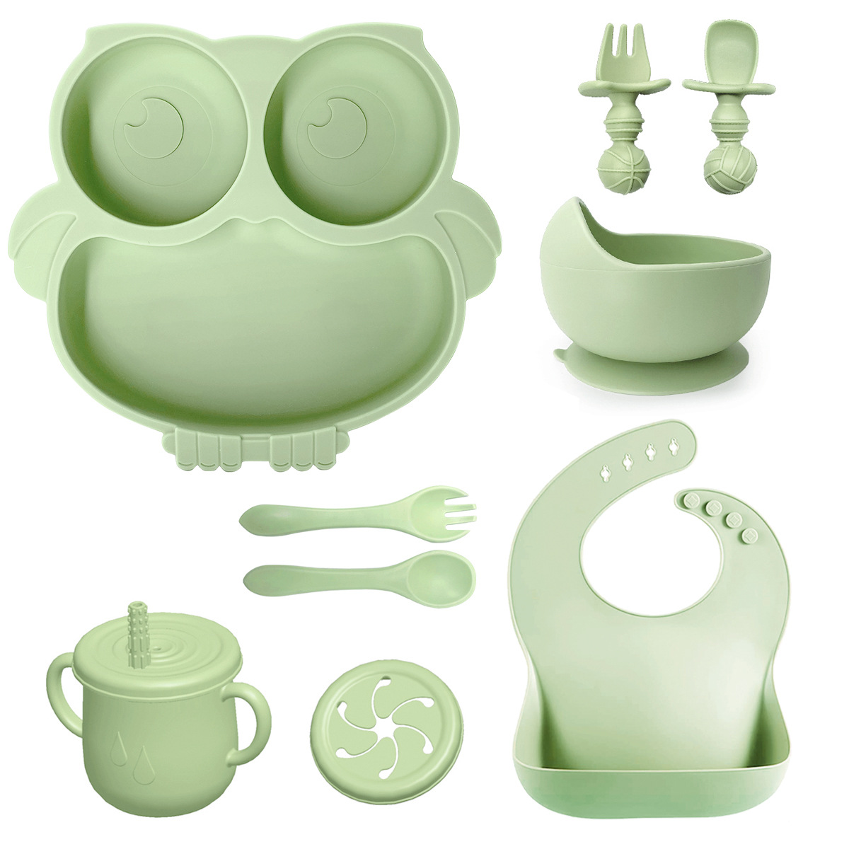 Nuevos productos de silicona cucharas para bebés, cubiertos para niños, cucharas para cubículos, cucharas para cubículos