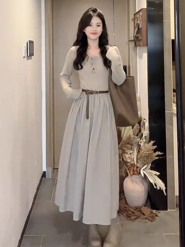 2025新款秋季流行风格法式长袖连衣裙子女装初早秋气质感连衣裙|undefined