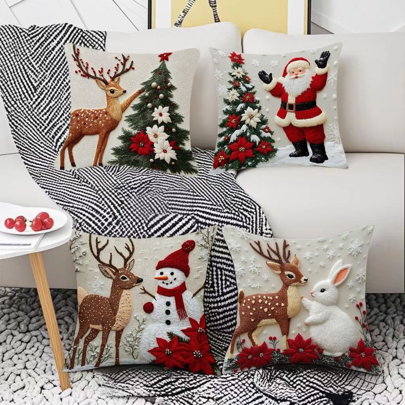 アマゾンの新しいクリスマス枕カバーホリデーヘラジカウサギ装飾ソファ雰囲気リネン枕卸売|undefined