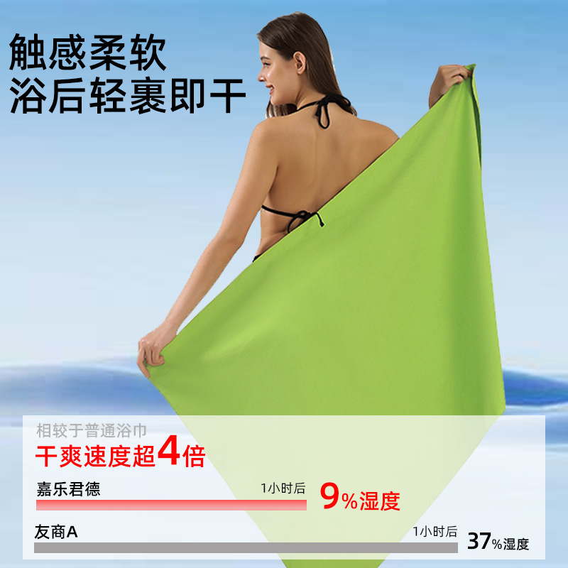 Procesamiento transfronterizo personalizado fibra ultrafina de doble cara veludo absorción de agua secado rápido natación fitness toalla de playa portátil