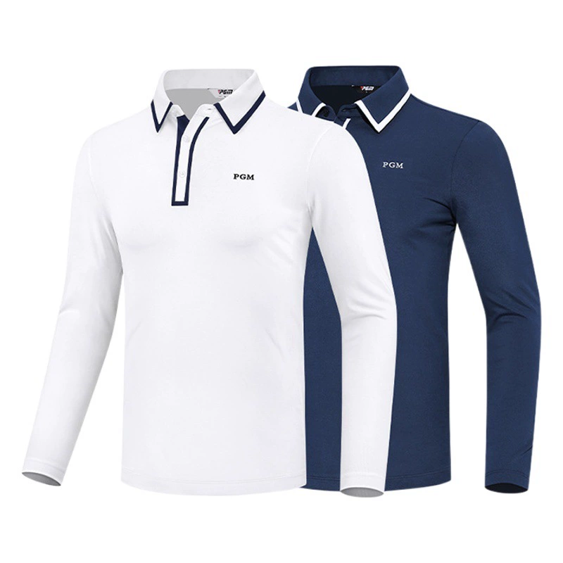 Одежда для гольфа PGM, Мужская футболка с длинным рукавом, зимняя рубашка-поло с лацканами, гольф, Мужская простая фабричная футболка