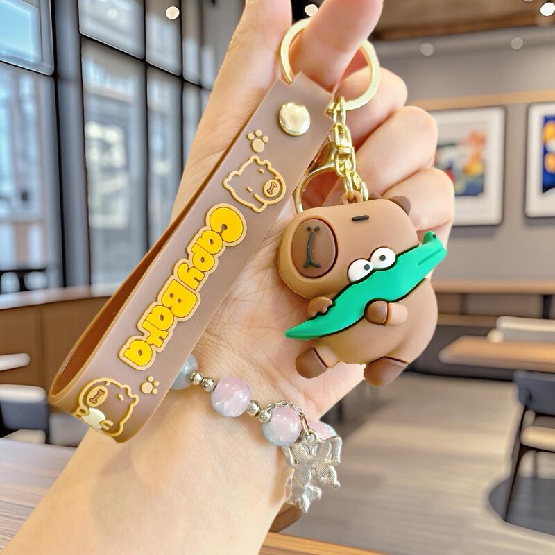新しいカピバラキーホルダーカップルスクールバッグペンダントかわいいカピバラ PVC 人形車のキーチェーン卸売|undefined