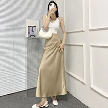醋酸缎面鱼尾裙半身裙女2026夏季高腰垂感a字遮胯包臀中长裙