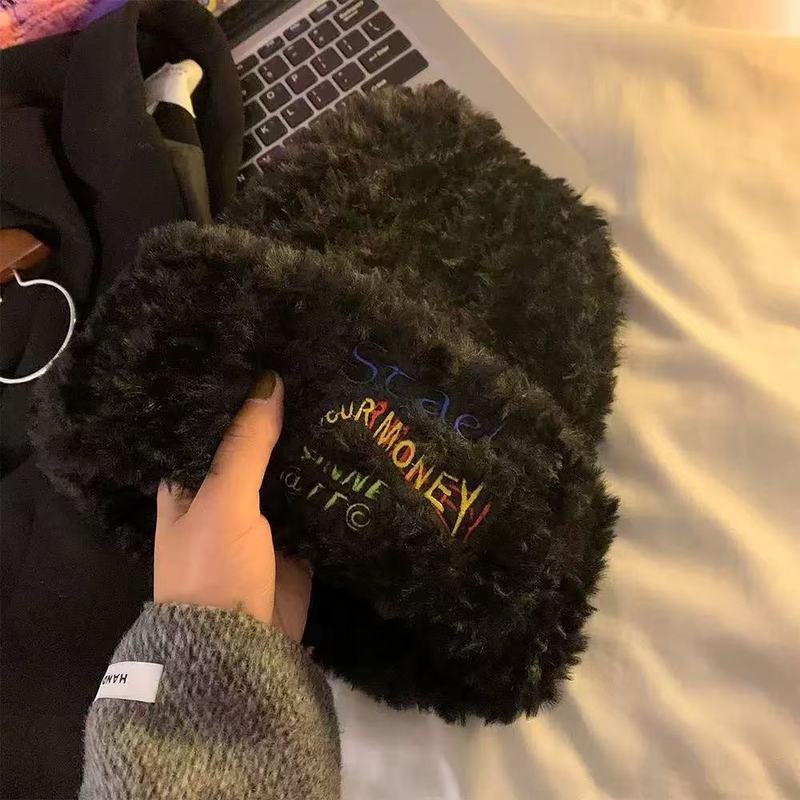 可爱小熊耳朵毛绒帽女冬季保暖大头围针织帽毛线帽百搭护耳显脸小|undefined