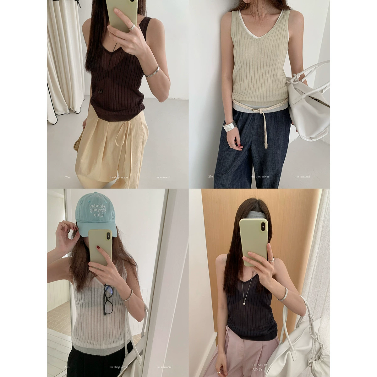 Yi En Ou inbyin 4 цвета опциональный минималистичный вязаный камзоловый жилет для ношения тонкого без рукавов с v-образным вырезом для женщин