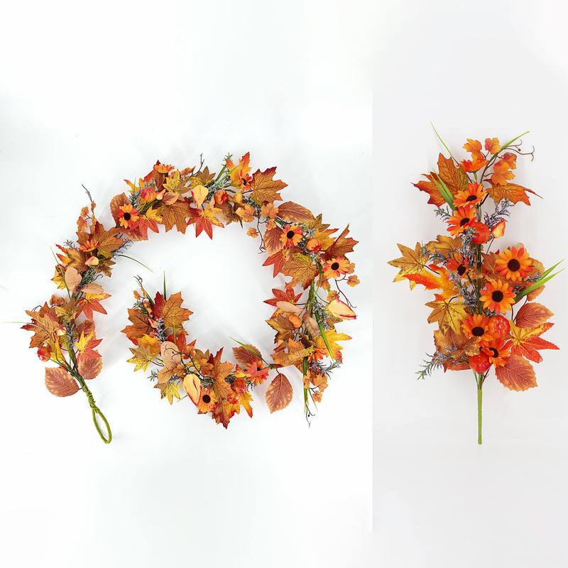 Meimei Hot Cross-Border New Autumn Thanksgiving Rattan Front Door Home Decoration Table Ornaments