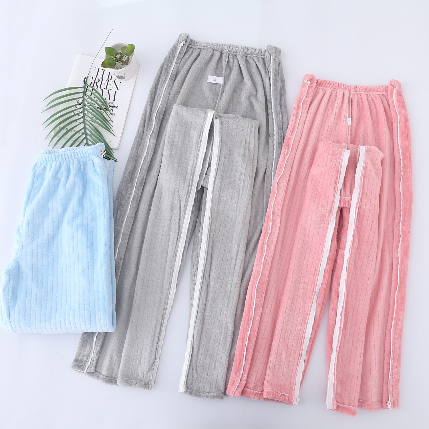 Winter and autumn easy to wear and care dressing, plus warm, for fracture postoperative bedridden paraplegic and paralyzed elderly clothes, patient's gown, thick