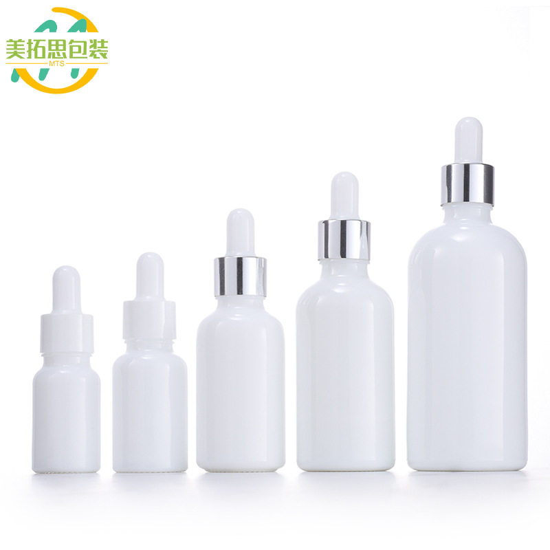 30ml白瓷精油瓶 15ml白玉滴管瓶 50ml精华液香水瓶 玻璃分装瓶