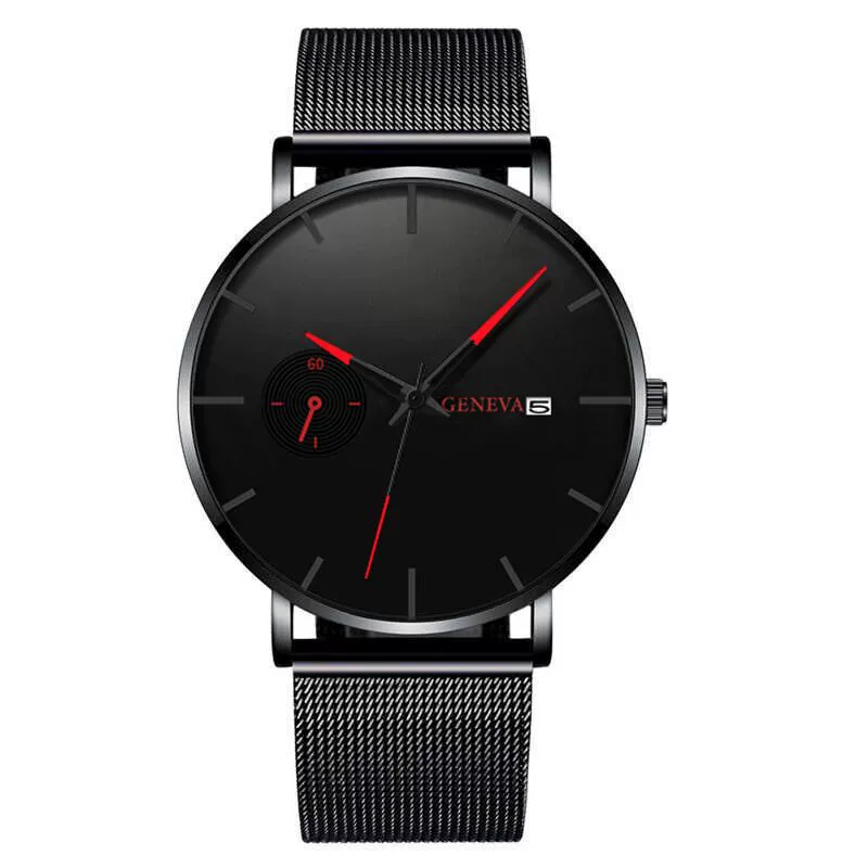 Мужские кварцевые часы Heroshan, простой элегантный циферблат, сетчатый или кожаный ремешок, квадратные/круглые стили