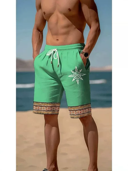 Cross-Border Amazon Independent Site Hot-Selling Summer New 3D Printed Retro Casual Loose Drawstring Shorts