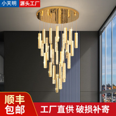クロスボーダー階段クリスタルロングシャンデリア、複層階挑空大型シャンデリア、別荘高層リビングルームライト、メインライト、高級感