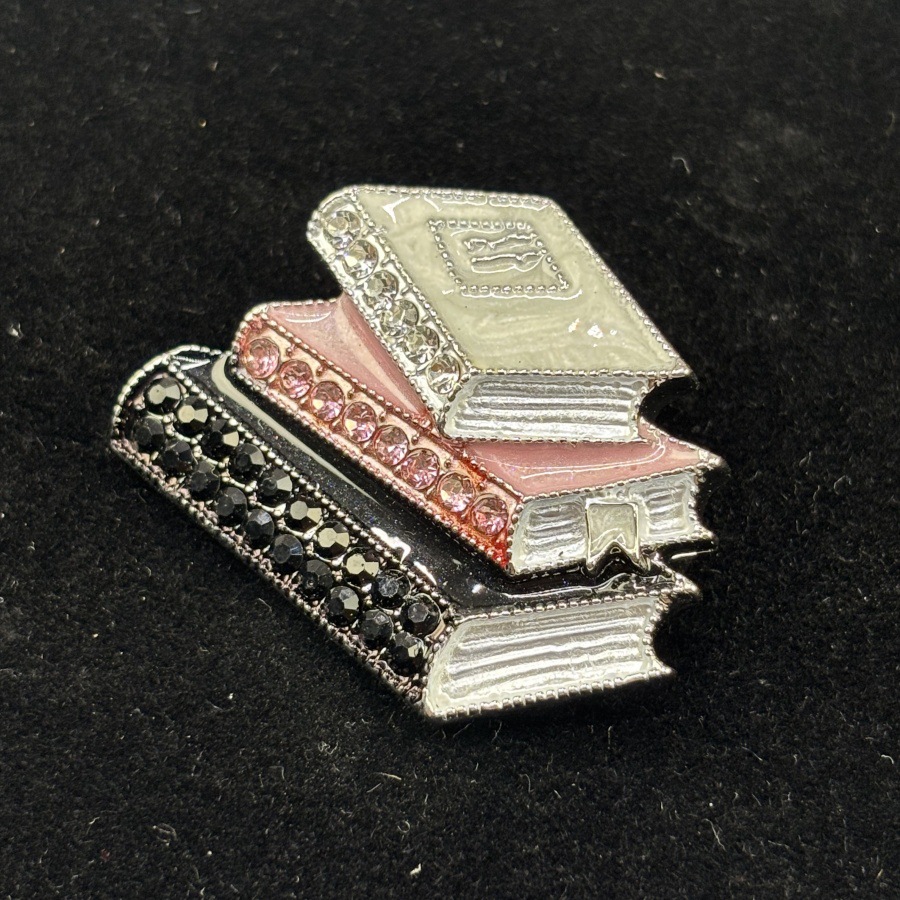 European and American New Enamel Rhinestone Three-Book Shaped Brooch Creative Pin Trendy Men's and Women's Clothing Accessories Corsage Jewelry
