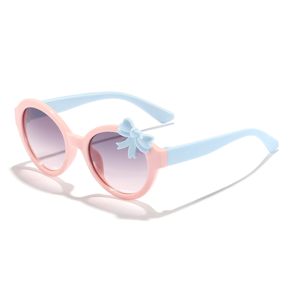 Nuevas gafas de sol transfronterizas de color caramelo con lazo, linda tendencia para bebés, gafas de sol para exteriores con marco redondo de moda