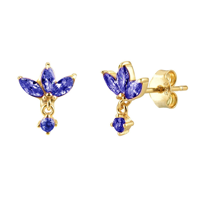 1 Pair Quantity Daily Occasion 1 Pair Ins Style Simple Style Leaf Star Flower Copper Plating Inlay Zircon Drop Earrings Ear Studs